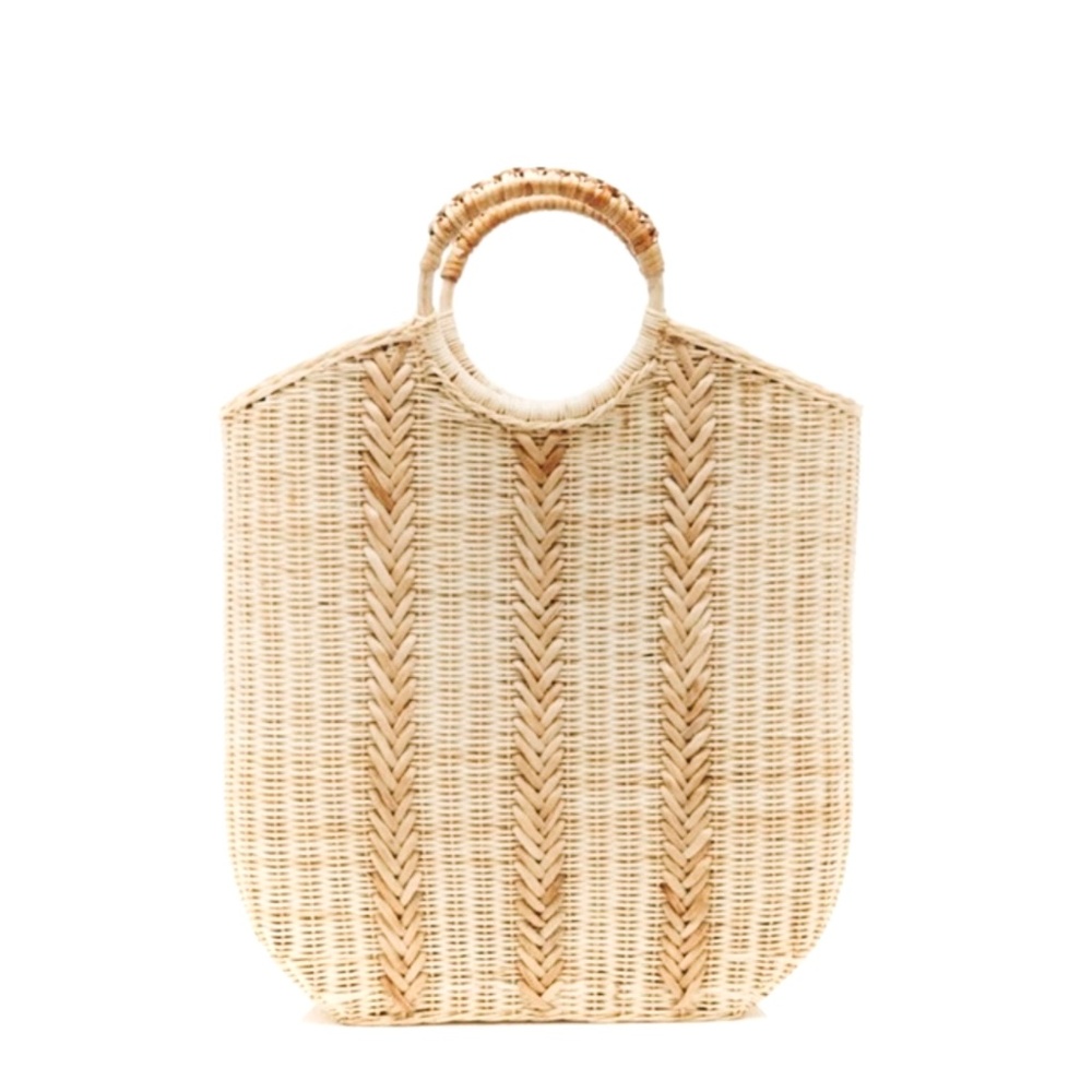 Ulla Johnson Large Rona Hand Woven Basket Wicker Tote NEW